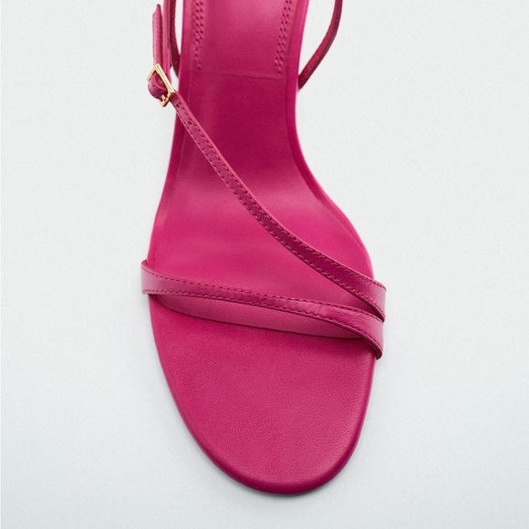 NWT Zara Fuchsia Strappy Leather Heeled Sandals. Size 10 - Picture 7 of 11